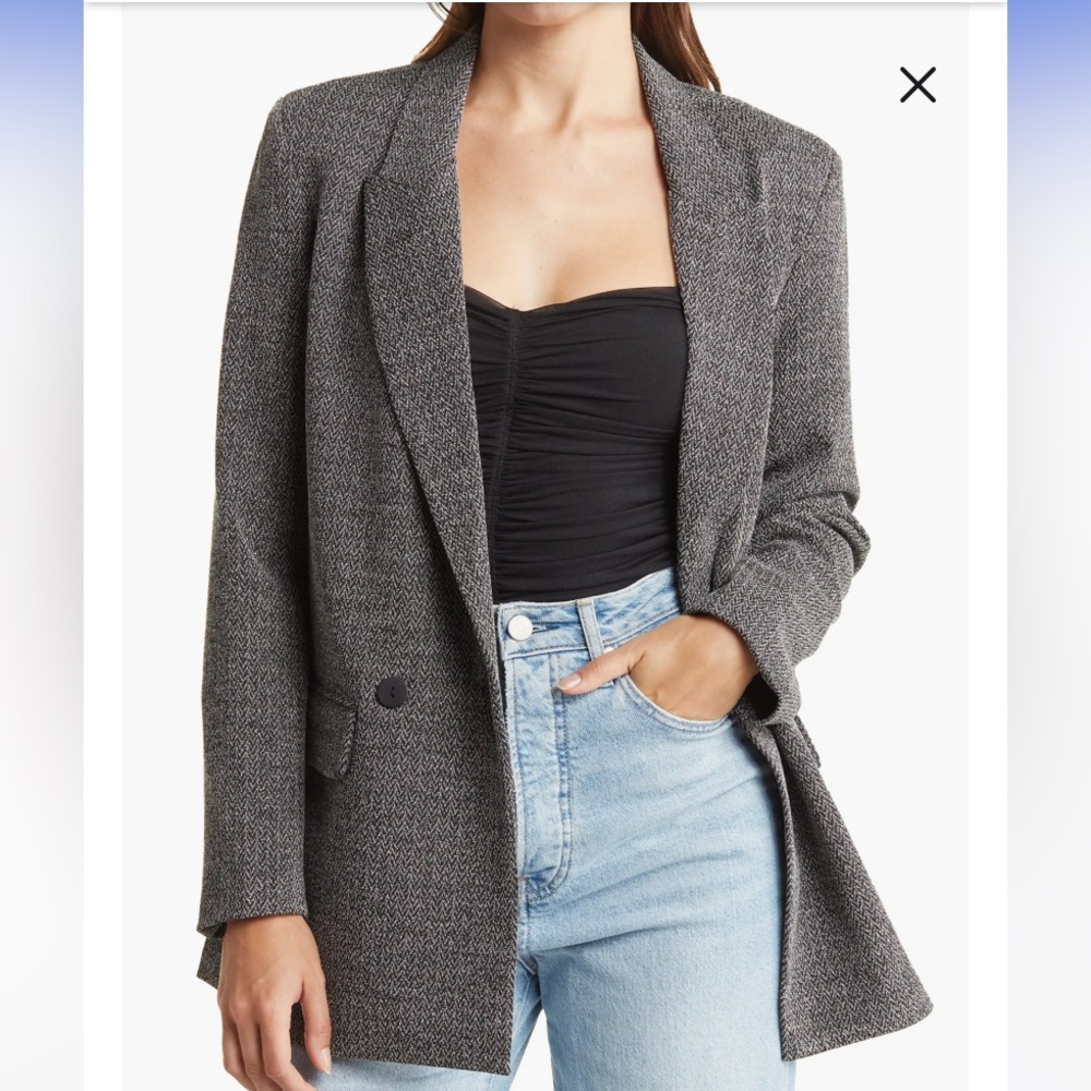 OVERSIZED DOUBLE BREASTED NOTCH COLLAR LONG SLEEVE SPORTCOAT